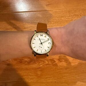 Women’s Marc Jacob’s Genuine Leather Watch in Brown with Gold Hardware